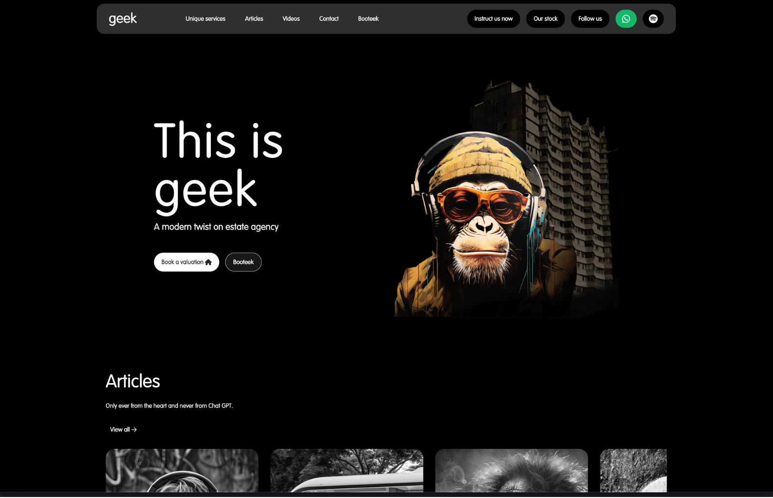 Screenshot of the Geek website