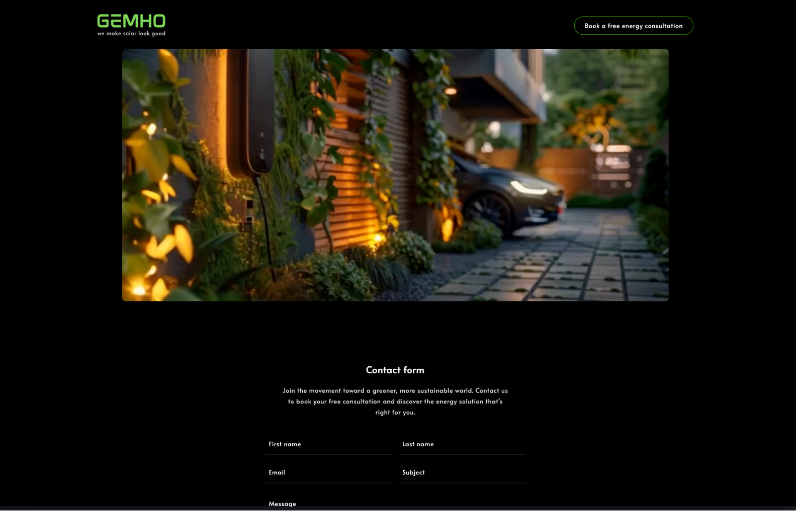 Screenshot of the Gemho Renewables website