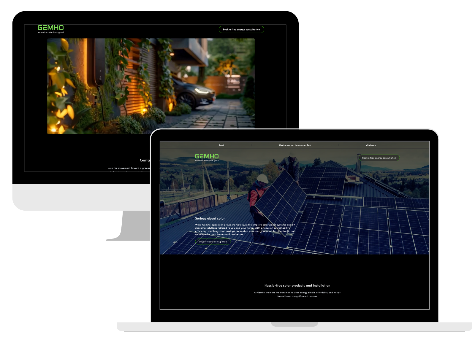 Gemho Renewables bespoke website design home page