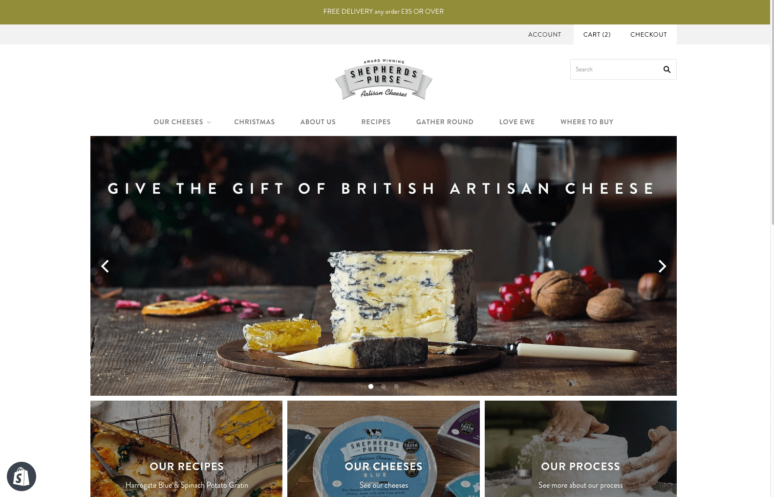 Screenshot of the Shepherds Purse website