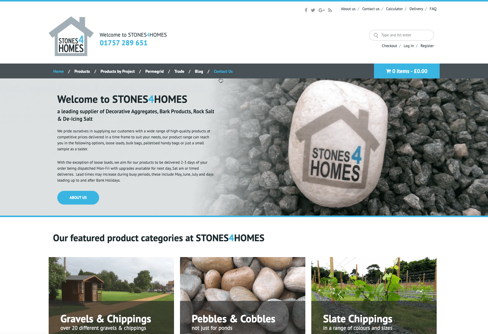 Screenshot of the Stones4Homes website